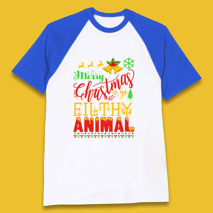 merry christmas ya filthy animal baseball t shirt