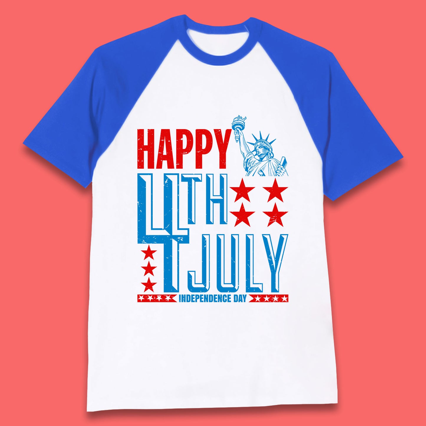 Happy 4th Of July Independence Day Statue Of Liberty Patriotic Celebration Baseball T Shirt