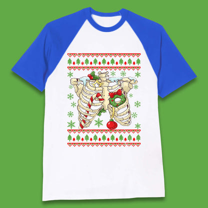 Christmas Ribs Skeleton Baseball T-Shirt