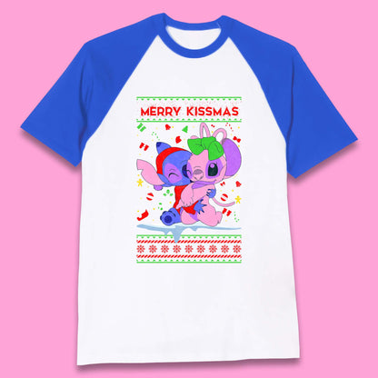 merry kissmas disney stitch and angel baseball t shirt