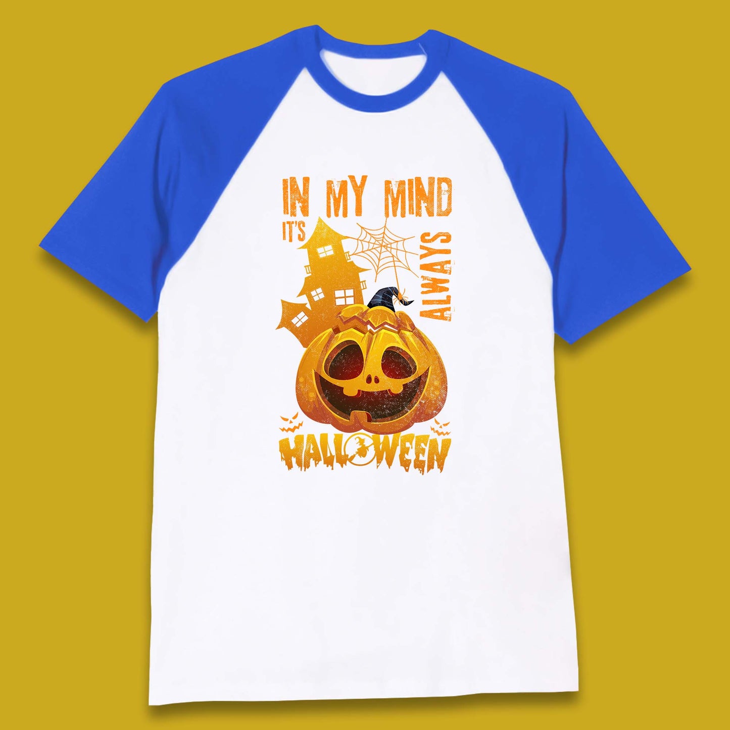 In My Mind It's Always Halloween Haunted House Horror Scary Monster Pumpkin Baseball T Shirt