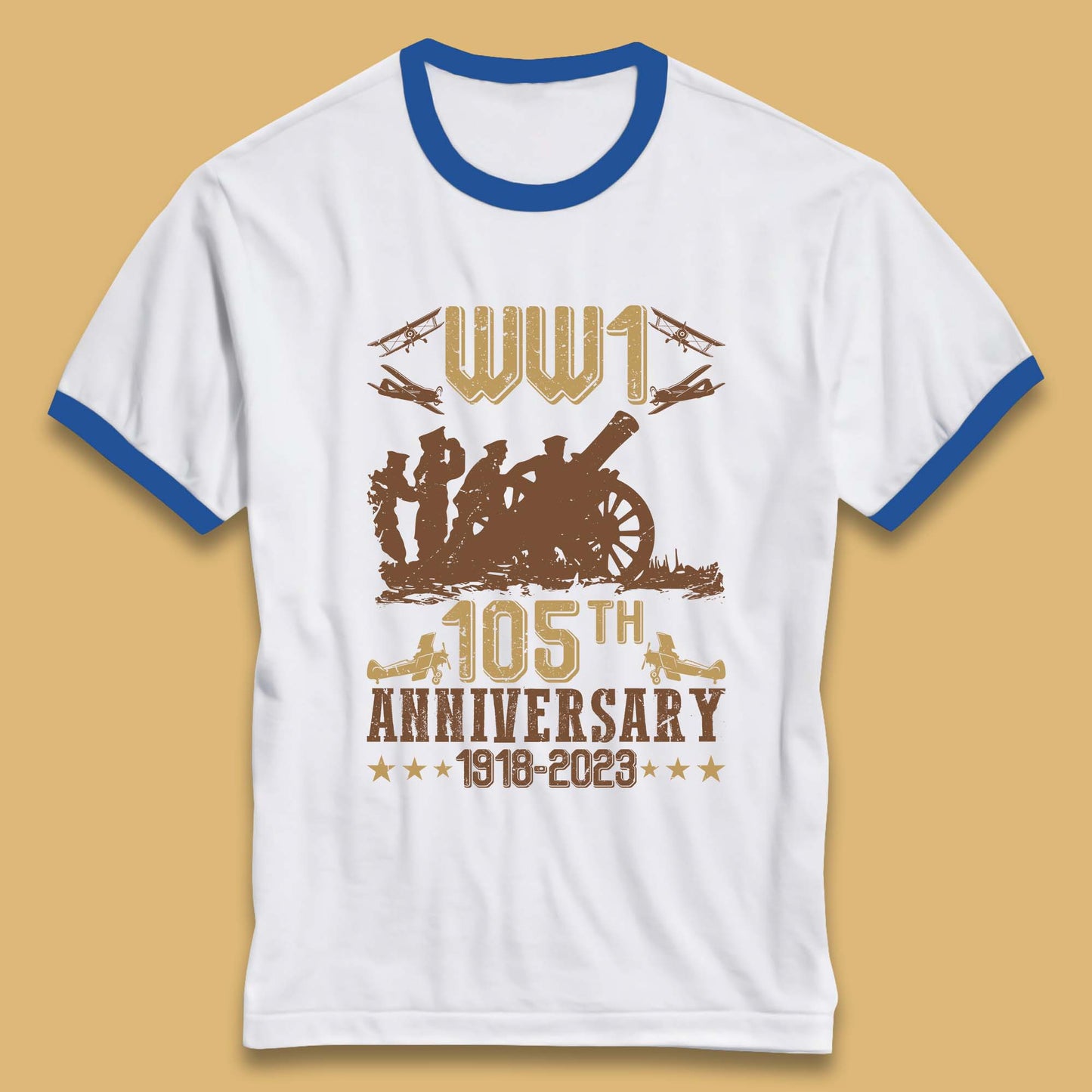 WW1 105th Anniversary 1918-2023 End Of World War I Remembrance Day Ringer T Shirt