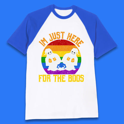 Halloween I Just Here For The Boos Gay Boo Ghosts Drinking Beer LGBTQ Pride Beer Baseball T Shirt