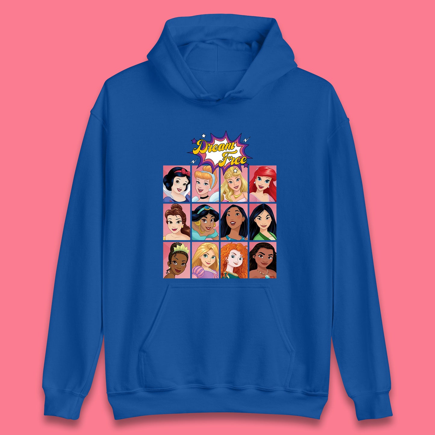 Dream Free Disney Princess Characters Disney Snow White Cinderella Jasmine Disney Princesses Group Disney World Unisex Hoodie