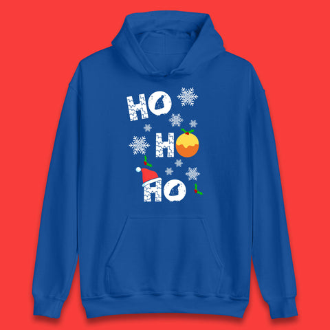 Ho Ho Ho Christmas Santa Hat Happy Christmas Pudding Xmas Festive Unisex Hoodie