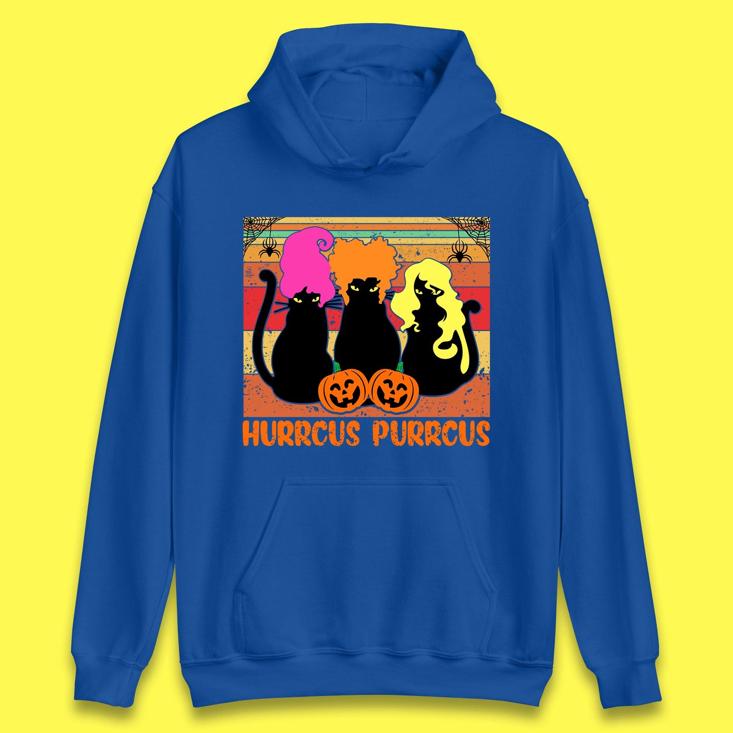 Vintage Halloween Witches Hurrcus Purrucs Scary Cat Horror Pumpkin Faces Hocus Pocus Halloween Costume Unisex Hoodie