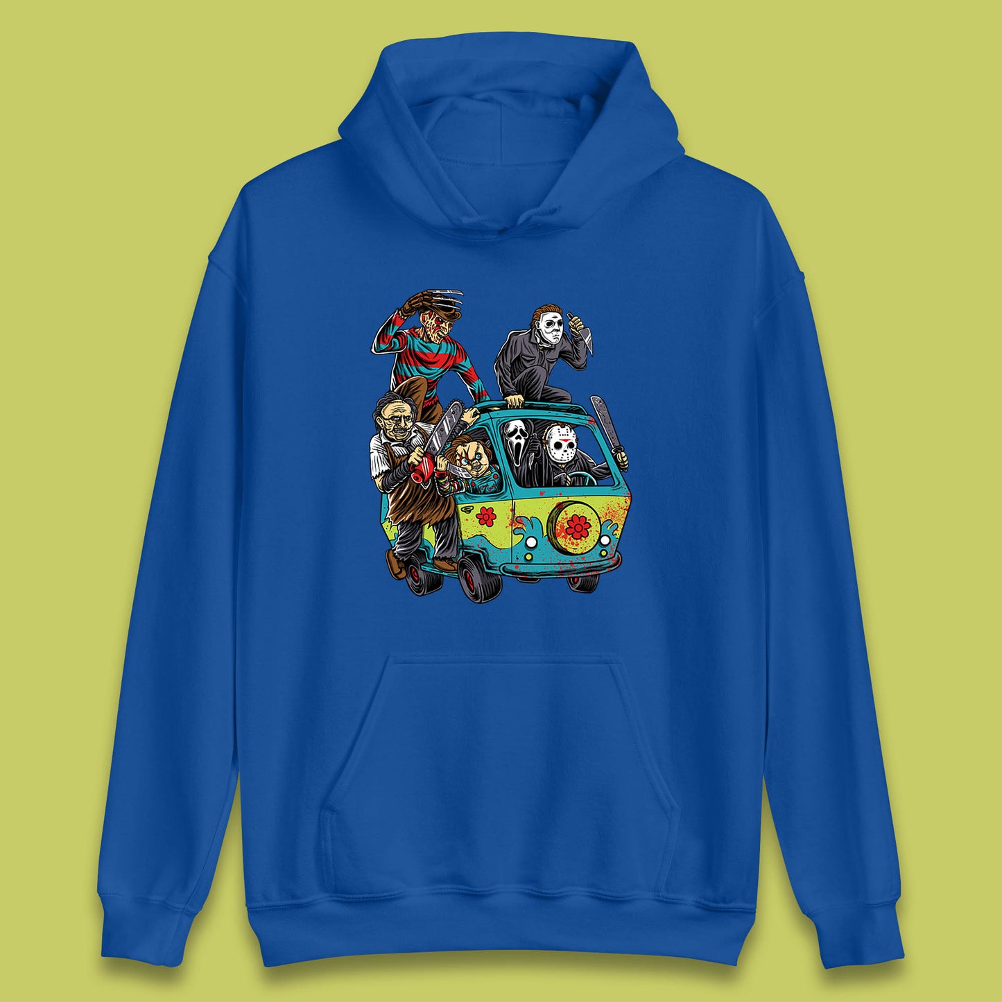 Halloween Scooby Doo Friends Van Horror Movie Villians Characters Mystery Machine Unisex Hoodie