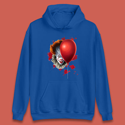 IT Pennywise Clown With Balloon Halloween Evil Clown Costume Horror Movie Serial Killer Unisex Hoodie