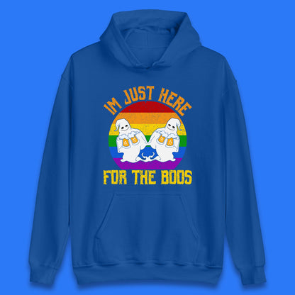 Halloween I Just Here For The Boos Gay Boo Ghosts Drinking Beer LGBTQ Pride Beer Unisex Hoodie