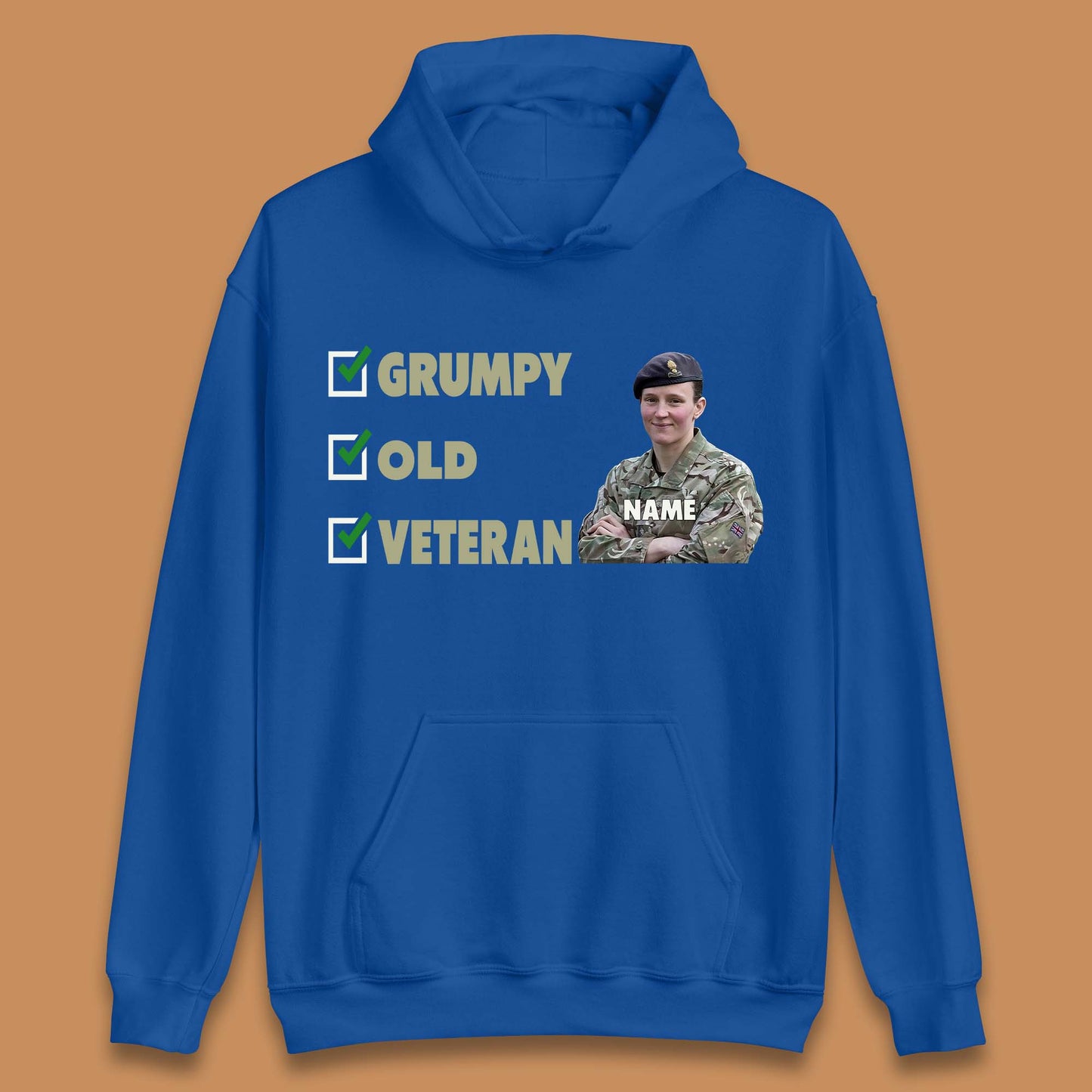 Personalised Grumpy Old Veteran Unisex Hoodie