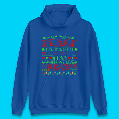 peace on earth christmas quote hoodie