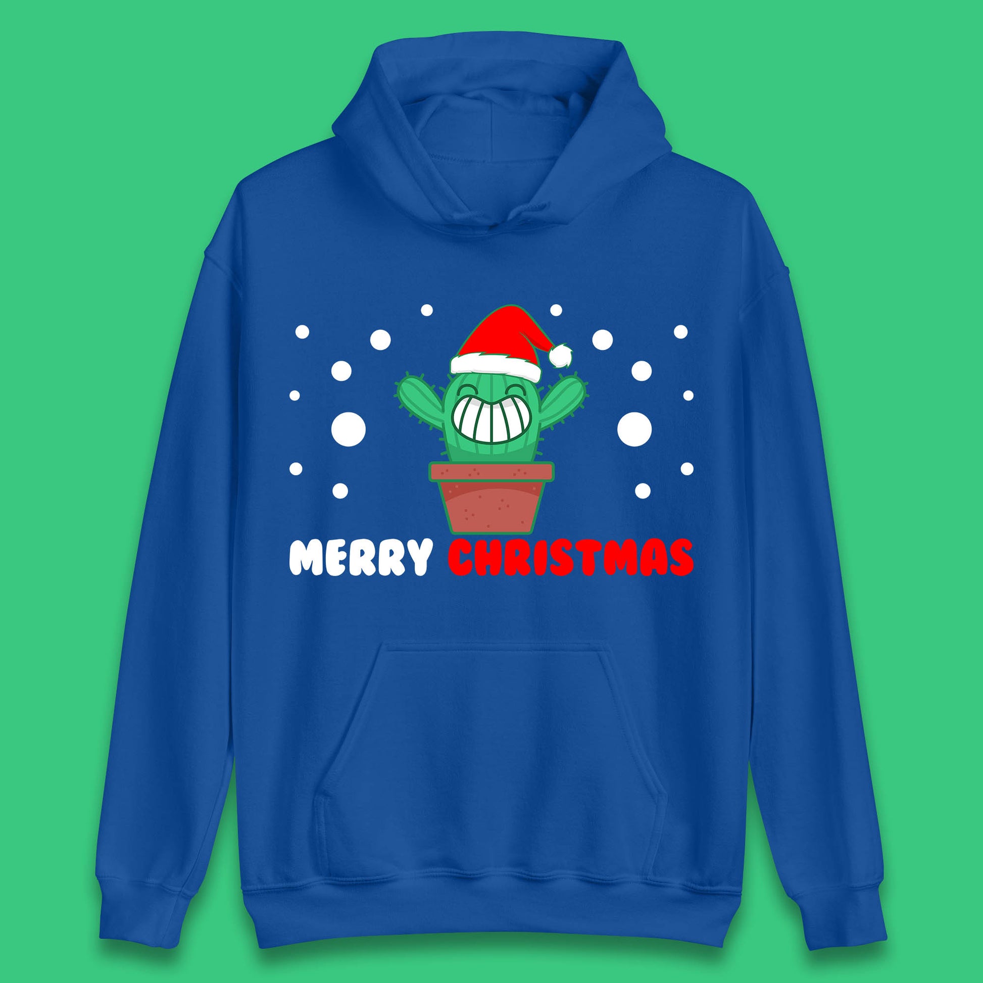 merry christmas little cactus with santa hat hoodie