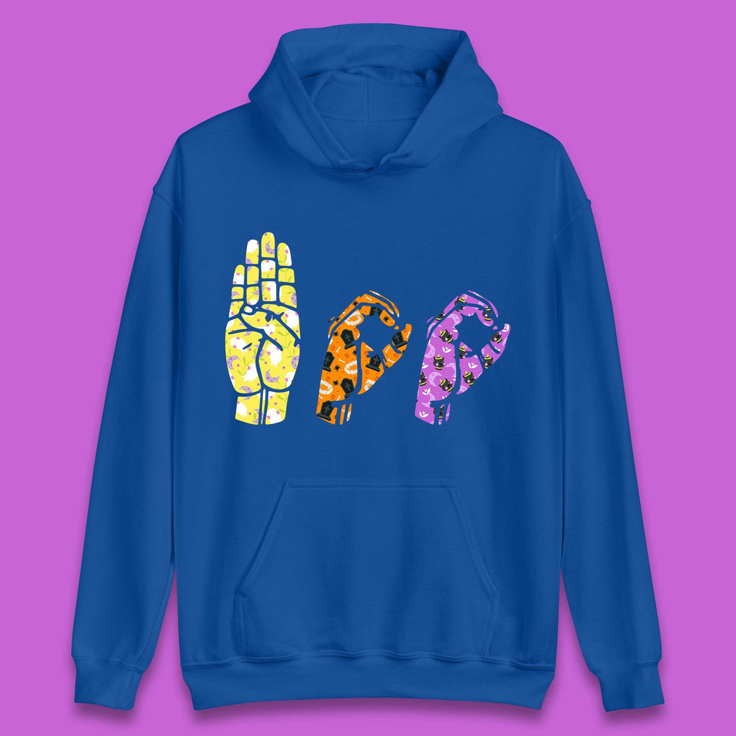 Halloween Hand Sign Language Boo Ghost American Sign Language Alphabet ASL Halloween Unisex Hoodie