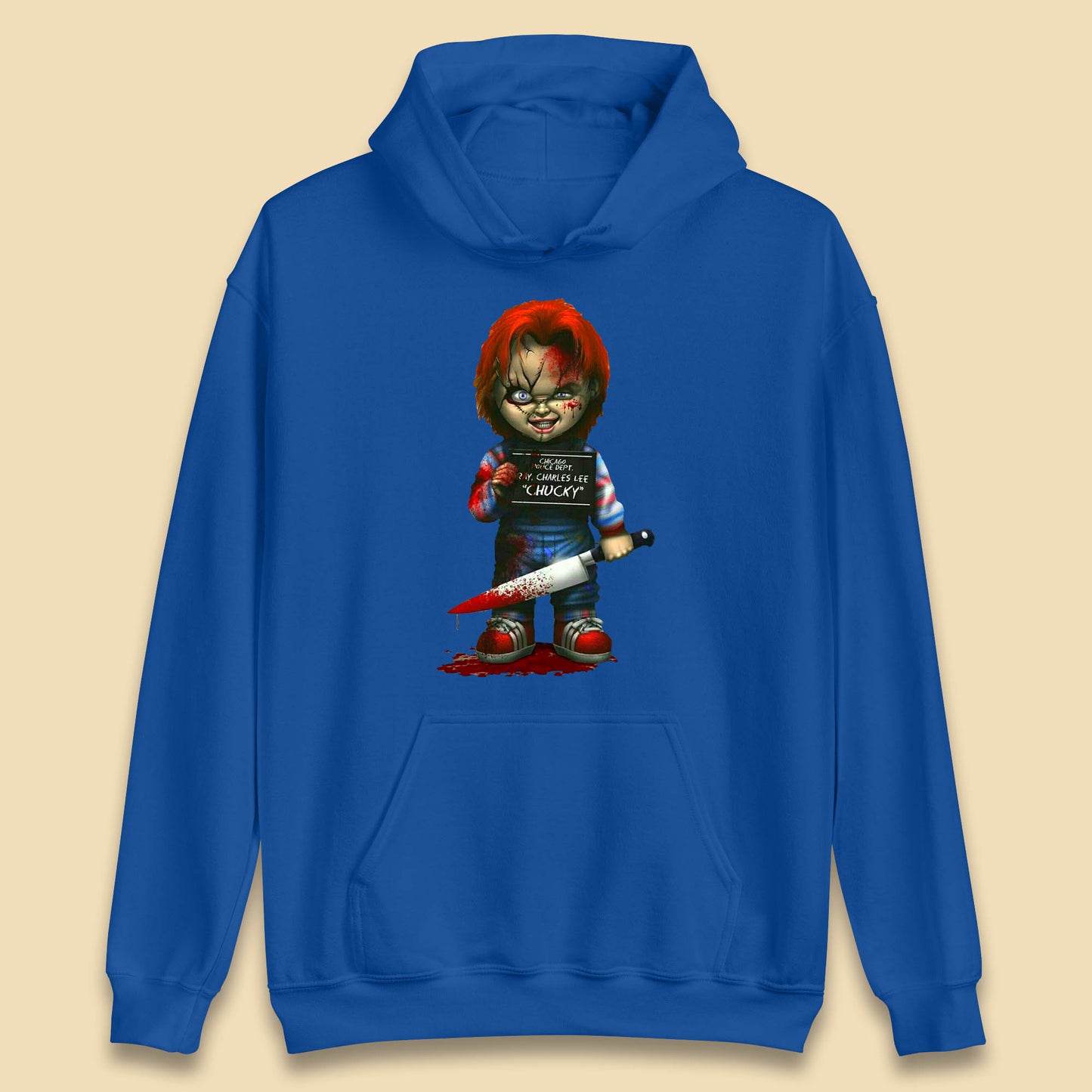 Chucky Mug Shot Chicago Police Dept Ray Charles Lee Chucky Halloween Horror Movie Unisex Hoodies