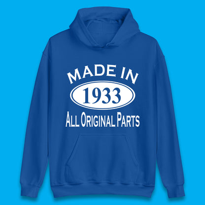 Made In 1933 All Original Parts Vintage Retro 90th Birthday Funny 90 Years Old Birthday Gift Unisex Hoodie