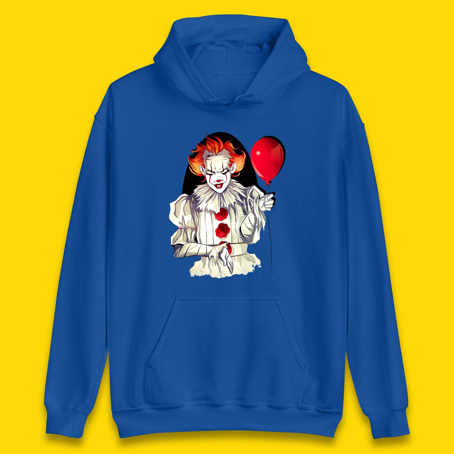 IT Pennywise Clown Holding Balloon Halloween Evil Pennywise Clown Costume Horror Movie Serial Killer Unisex Hoodie