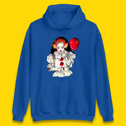 IT Pennywise Clown Holding Balloon Halloween Evil Pennywise Clown Costume Horror Movie Serial Killer Unisex Hoodie