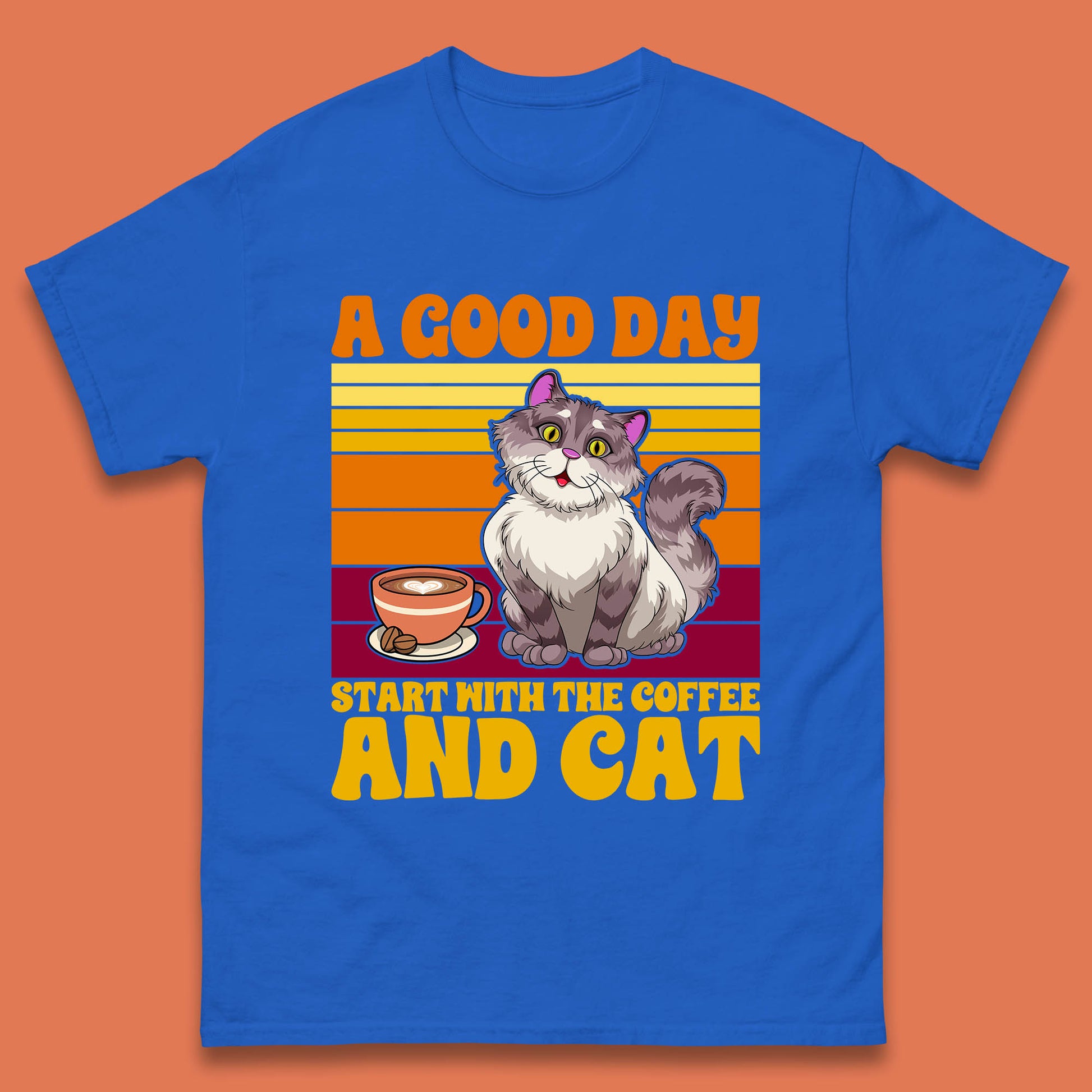 A Good Day Start With The Coffee And Cat  Mens T shirt