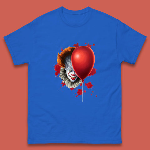IT Pennywise Clown With Balloon Halloween Evil Clown Costume Horror Movie Serial Killer Mens Tee Top