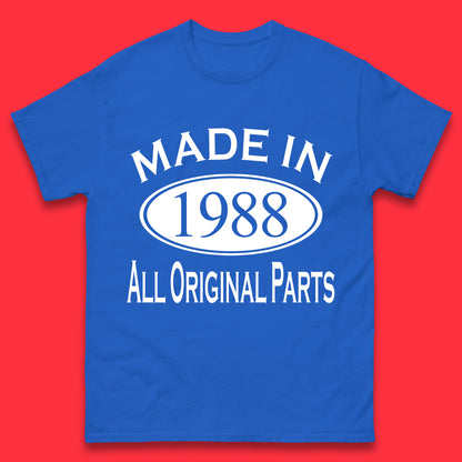 Made In 1988 All Original Parts Vintage Retro 35th Birthday Funny 35 Years Old Birthday Gift Mens Tee Top