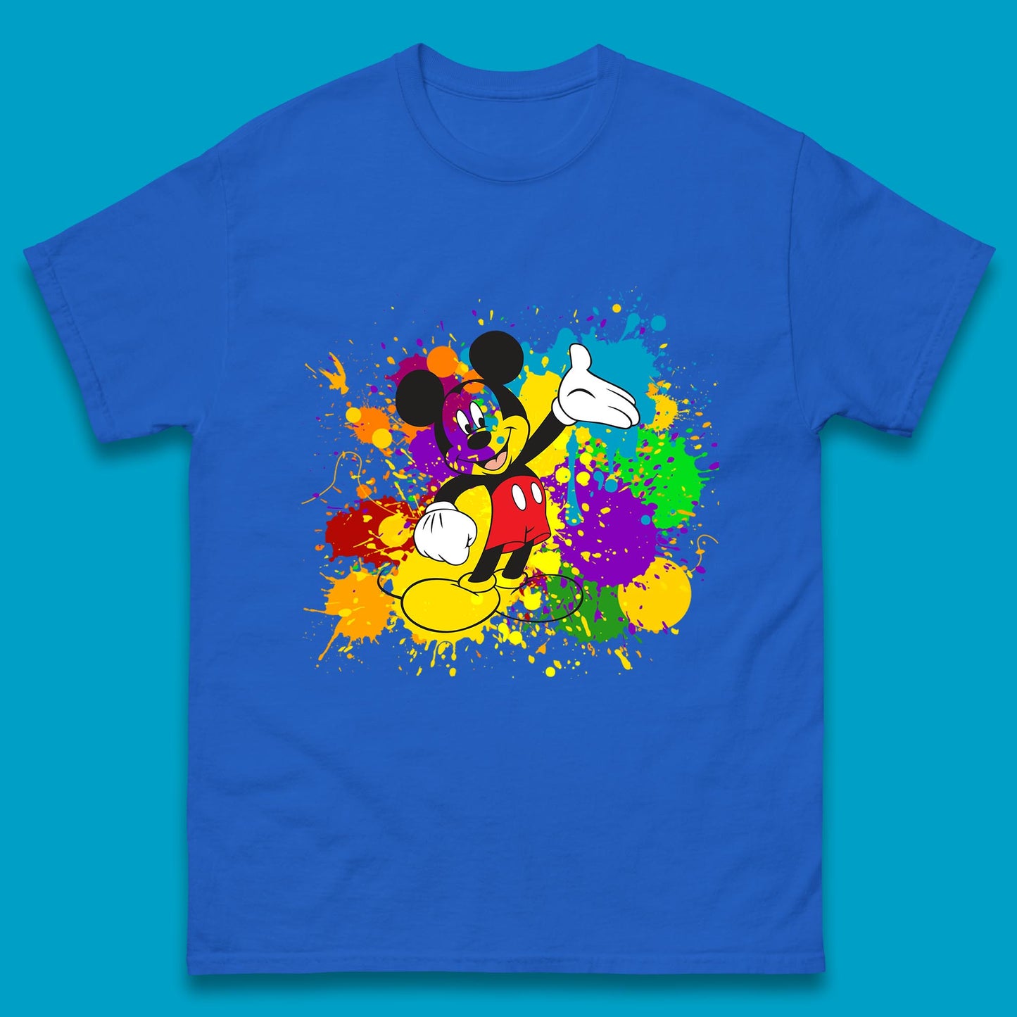 Abstract Paint Splashing On Disney Mickey Mouse Disneyland Trip Mens Tee Top