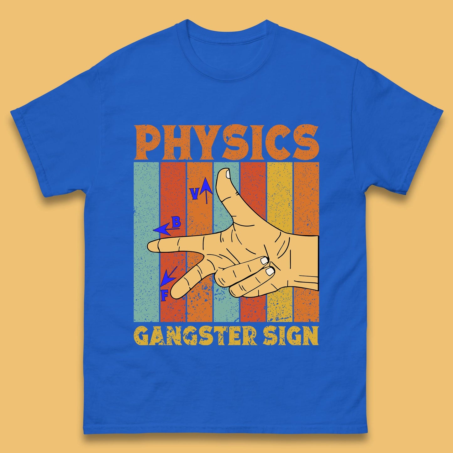 Physics Gangster Sign  Right Hand Rule Funny Parody Science Scientist Mens Tee Top