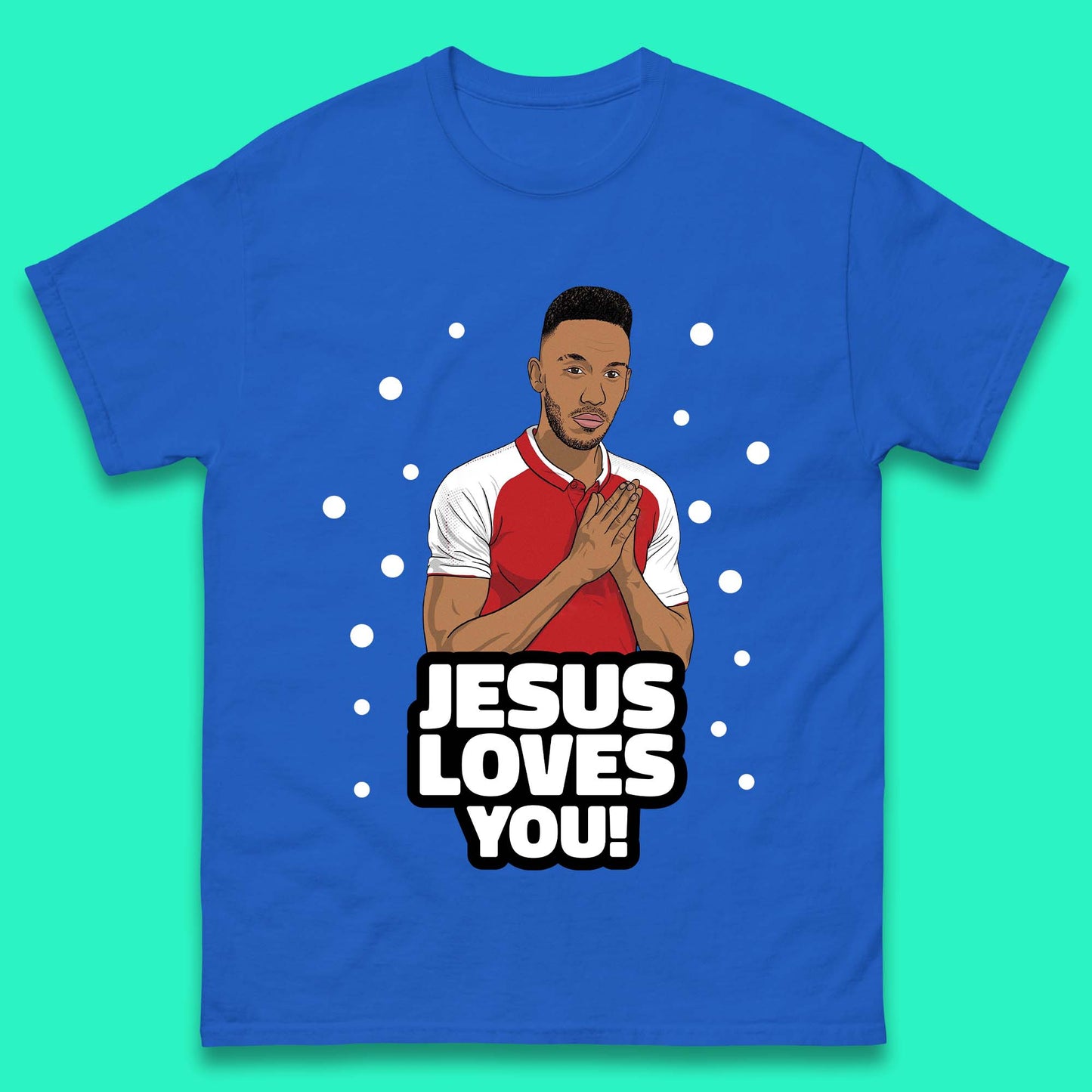 Jesus Loves You Footballer Christmas Mens T-Shirt