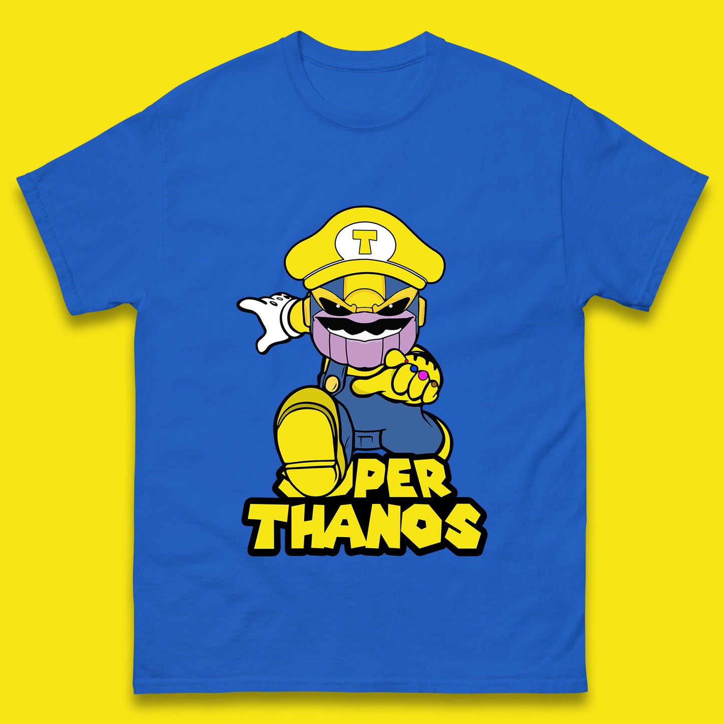 Super Thanos Marvel Infinity Gauntlet Super Mario Spoof Marvel Nintendo Game Series Wario Thanos Fictional Character Mens Tee Top