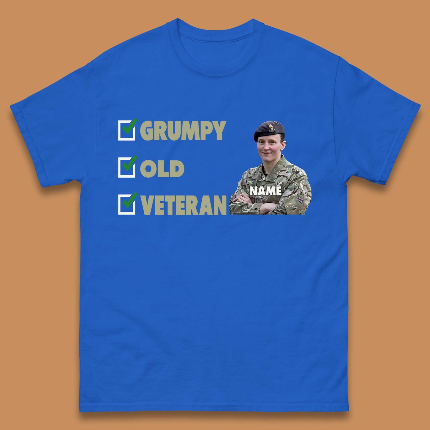 Personalised Grumpy Old Veteran Mens T-Shirt