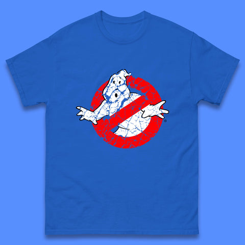 Distressed The Real Ghostbusters No Ghost Symbol Retro Halloween Movie Costume Mens Tee Top