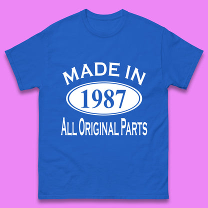 Made In 1987 All Original Parts Vintage Retro 36th Birthday Funny 36 Years Old Birthday Gift Mens Tee Top