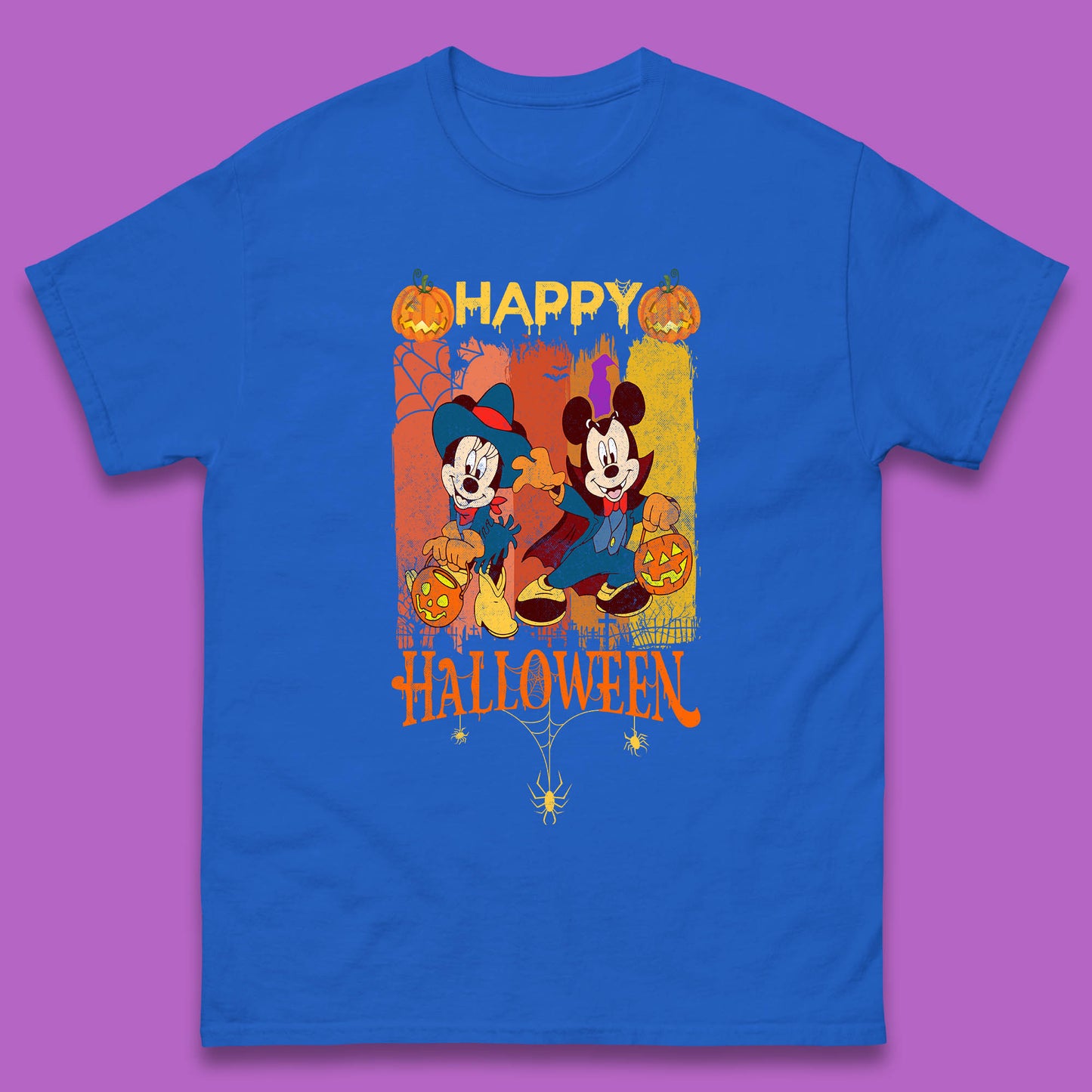 Happy Halloween Disney Witch Mickey Mouse Minnie Mouse Horror Scary Disneyland Trip Mens Tee Top