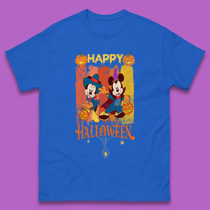 Happy Halloween Disney Witch Mickey Mouse Minnie Mouse Horror Scary Disneyland Trip Mens Tee Top