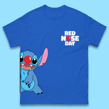 Red Nose Day Peeking Disney Stitch Mens T-Shirt