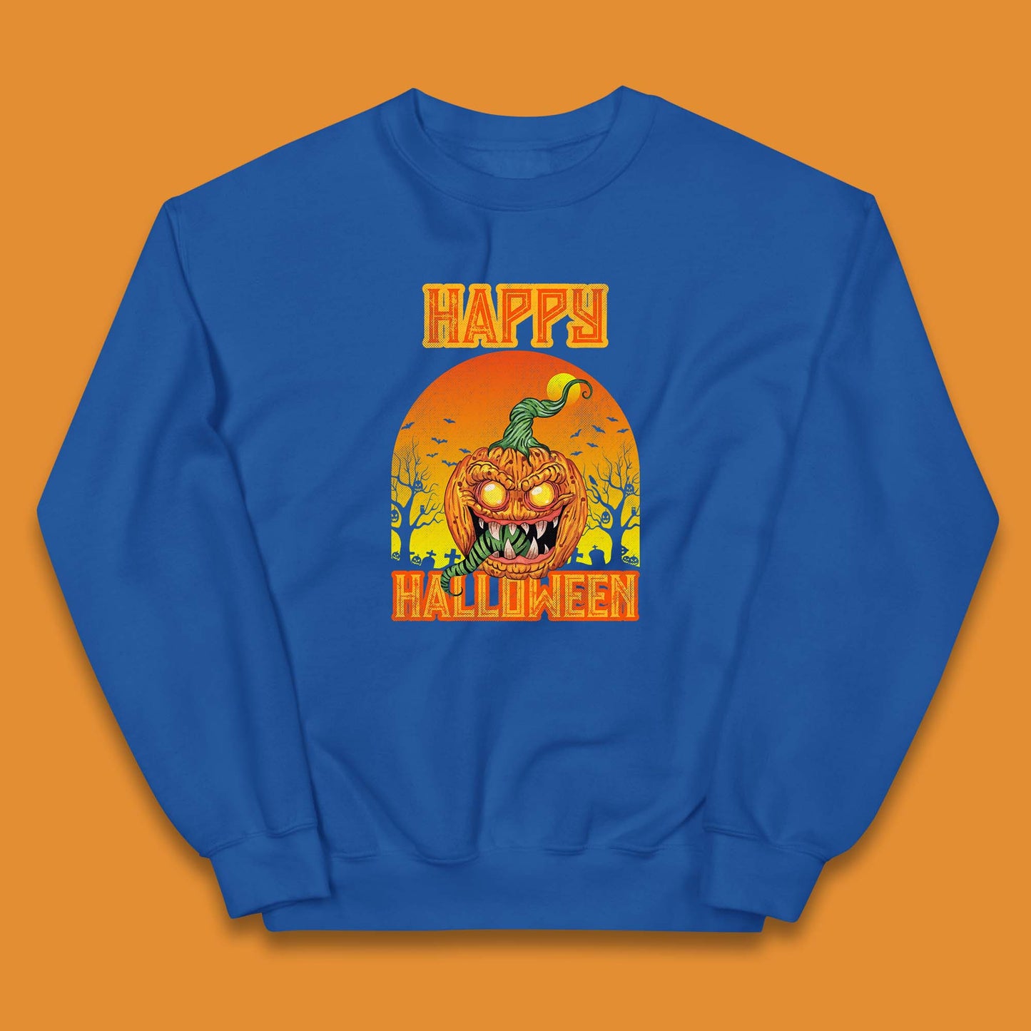 Happy Halloween Zombie Monster Pumpkin Jack-o-lantern Spooky Season Kids Jumper