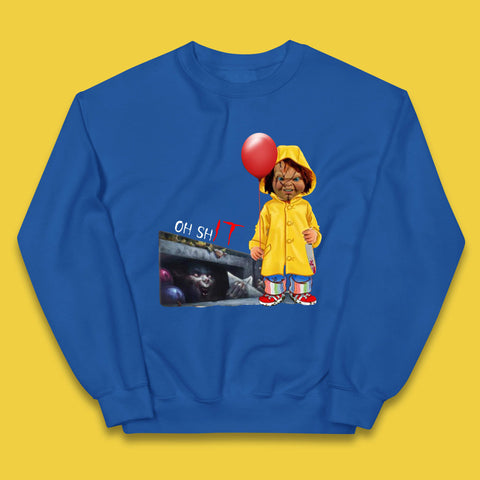 Oh Shit Pennywise Chucky Clown Spoof Halloween IT Pennywise Clown Horror Movie Character Kids Jumper