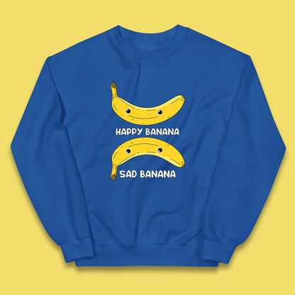 Happy Banana Sad Banana Funny Meme Pun Joke Smiling Face Kids Jumper