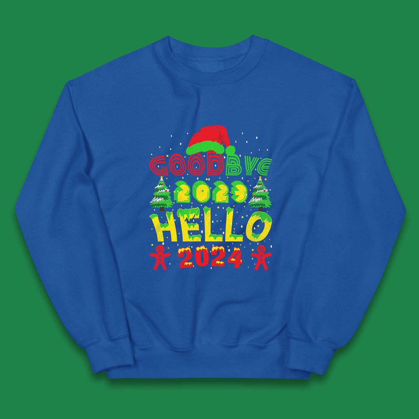 Good Bye 2023 Hello 2024 Merry Christmas Funny Happy New Year Xmas Kids Jumper