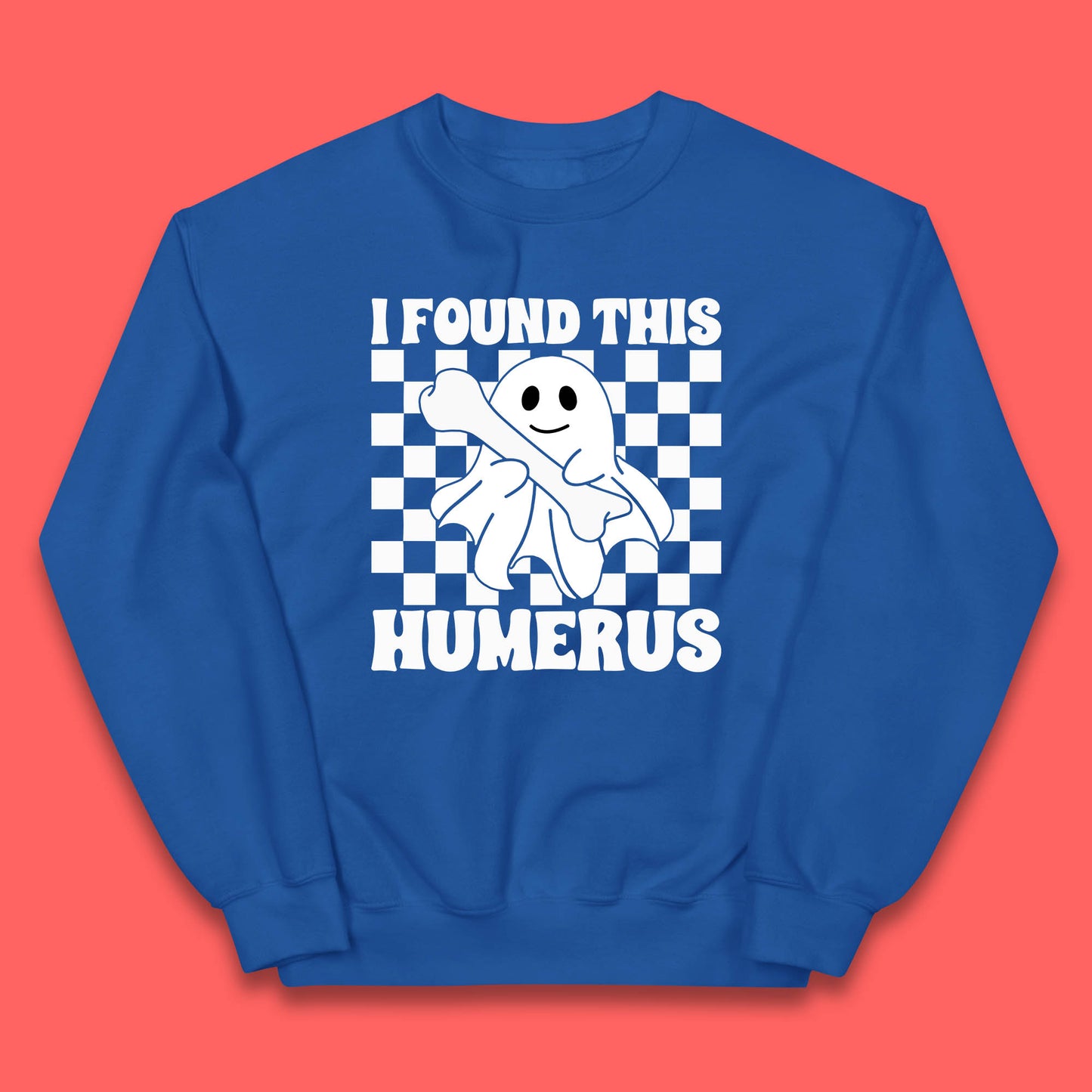 I Found This Humerus Halloween Bone Joke Funny Ghost Halloween Costume Kids Jumper