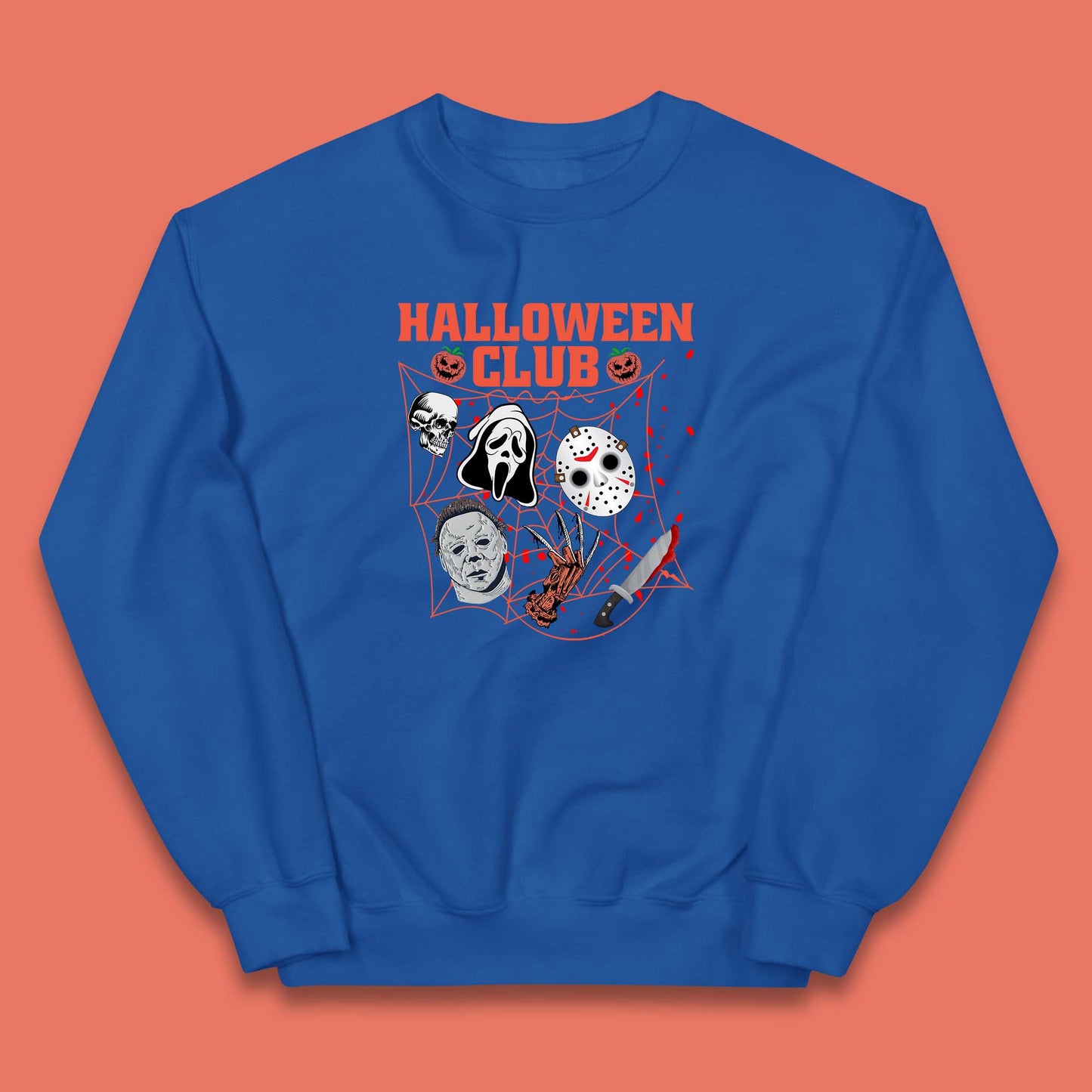 Halloween Club Horror Scary Friends Halloween Horror Movie Characters Kids Jumper