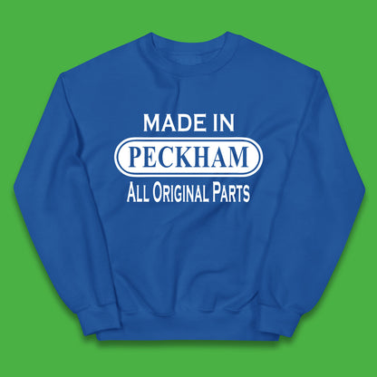 Made In Peckham All Original Parts Vintage Retro Birthday District In Southeast London, England Kids Jumper