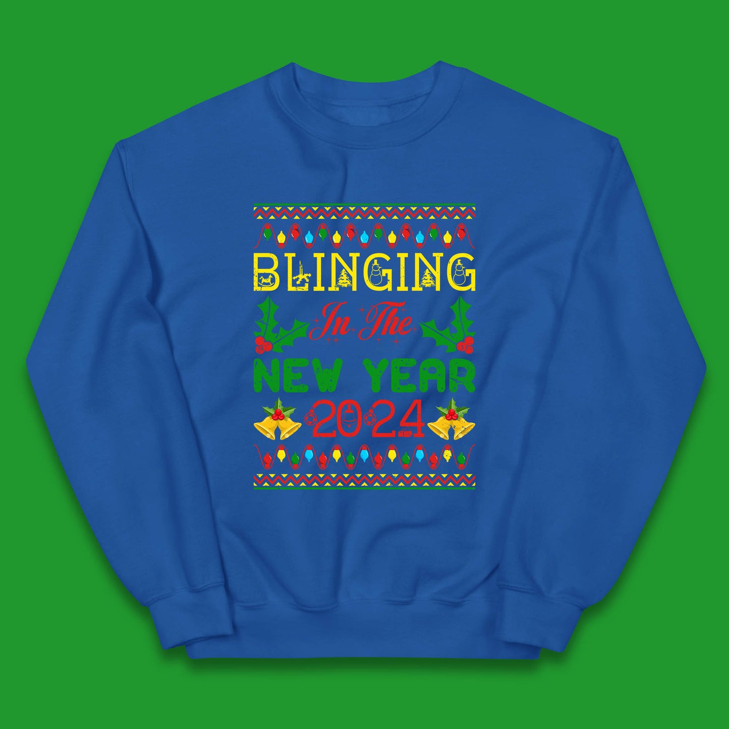 Blinging In The New Year 2024 Christmas Happy New Year Xmas Festive Celebration Kids Jumper