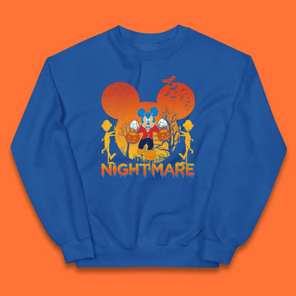 Halloween Nightmare Disney Mickey Mouse Holding Pumpkin Bucket Horror Scary Disneyland Trip Kids Jumper