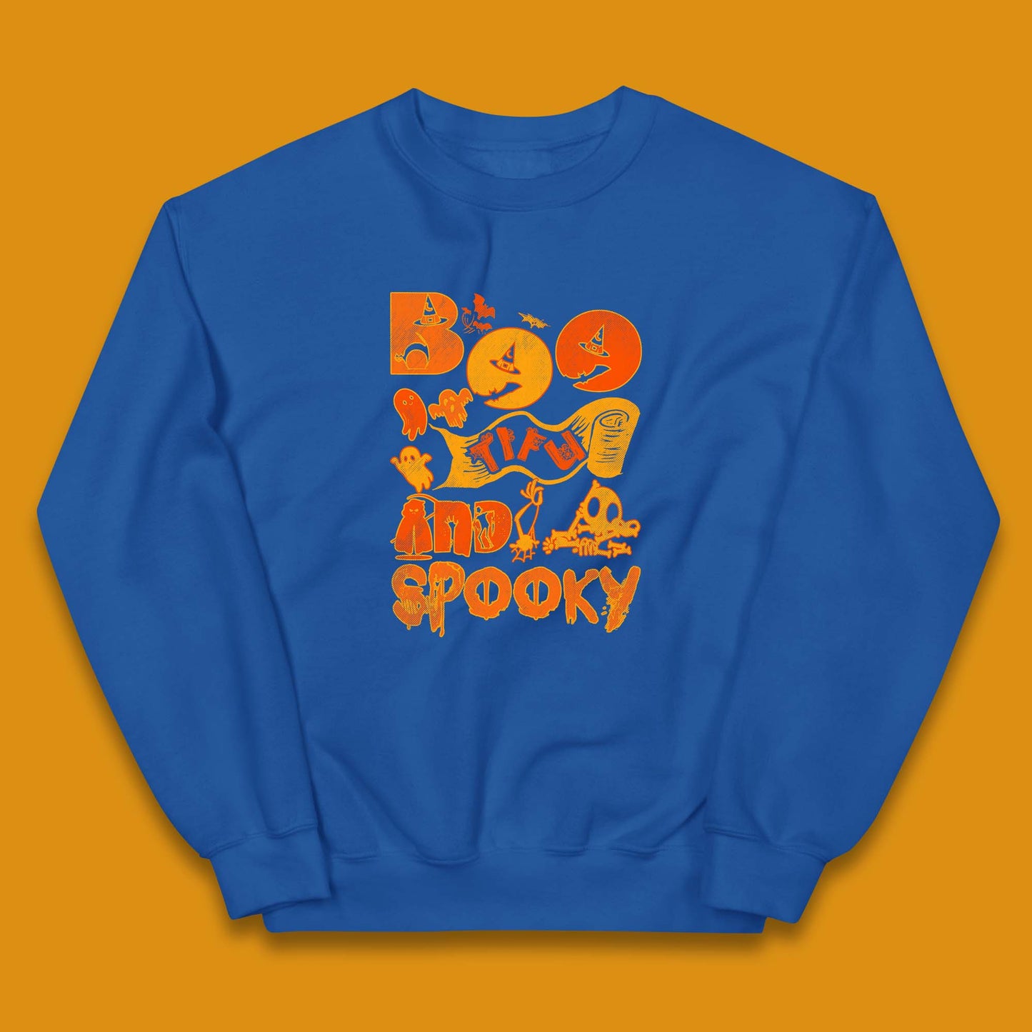 Boo Tiful and Spooky Halloween Horror Scary Boo Ghost Spooky Season Kids Jumper