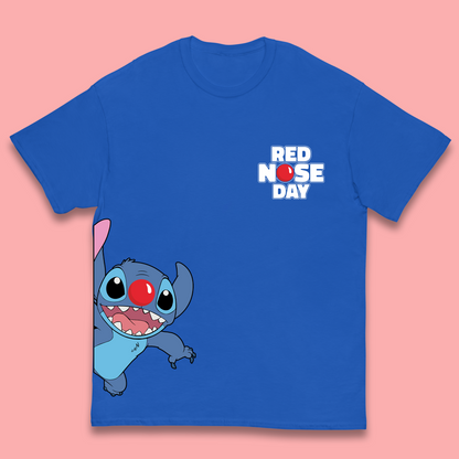 Red Nose Day Peeking Disney Stitch Kids T-Shirt