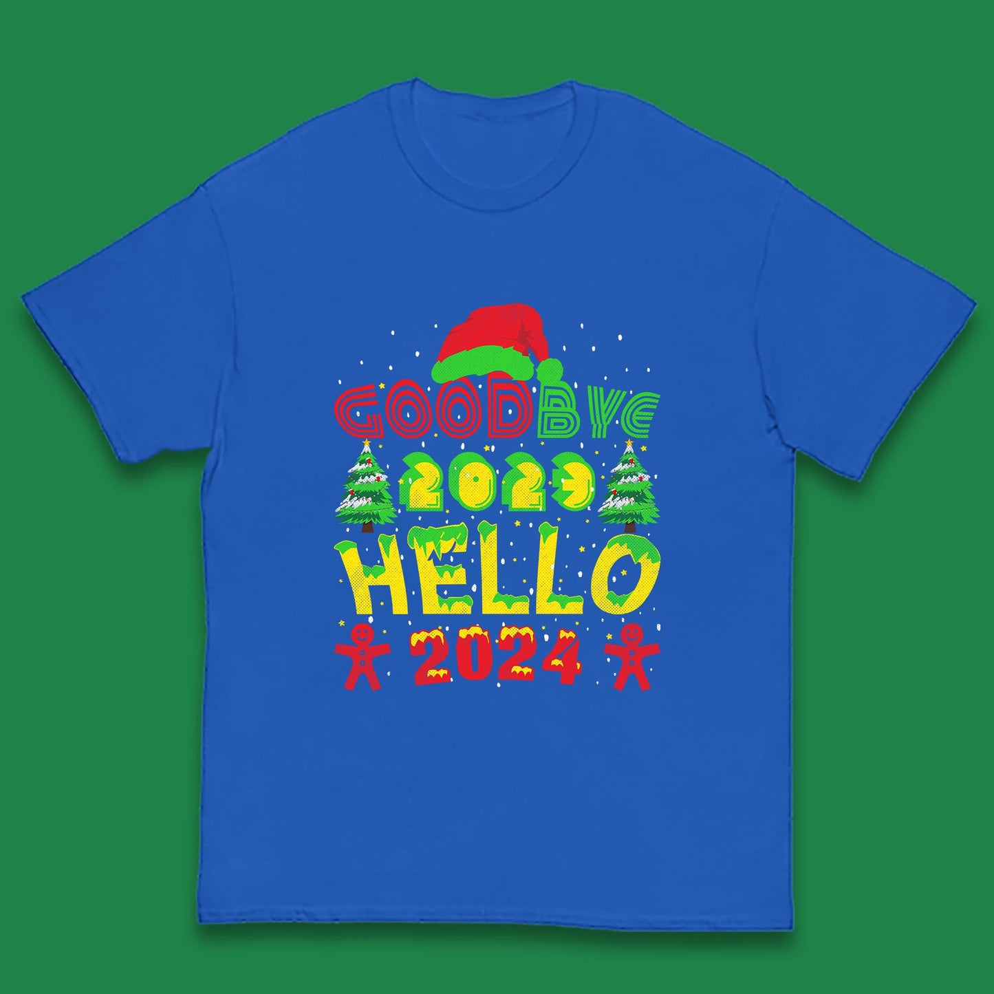 Good Bye 2023 Hello 2024 Merry Christmas Funny Happy New Year Xmas Kids T Shirt