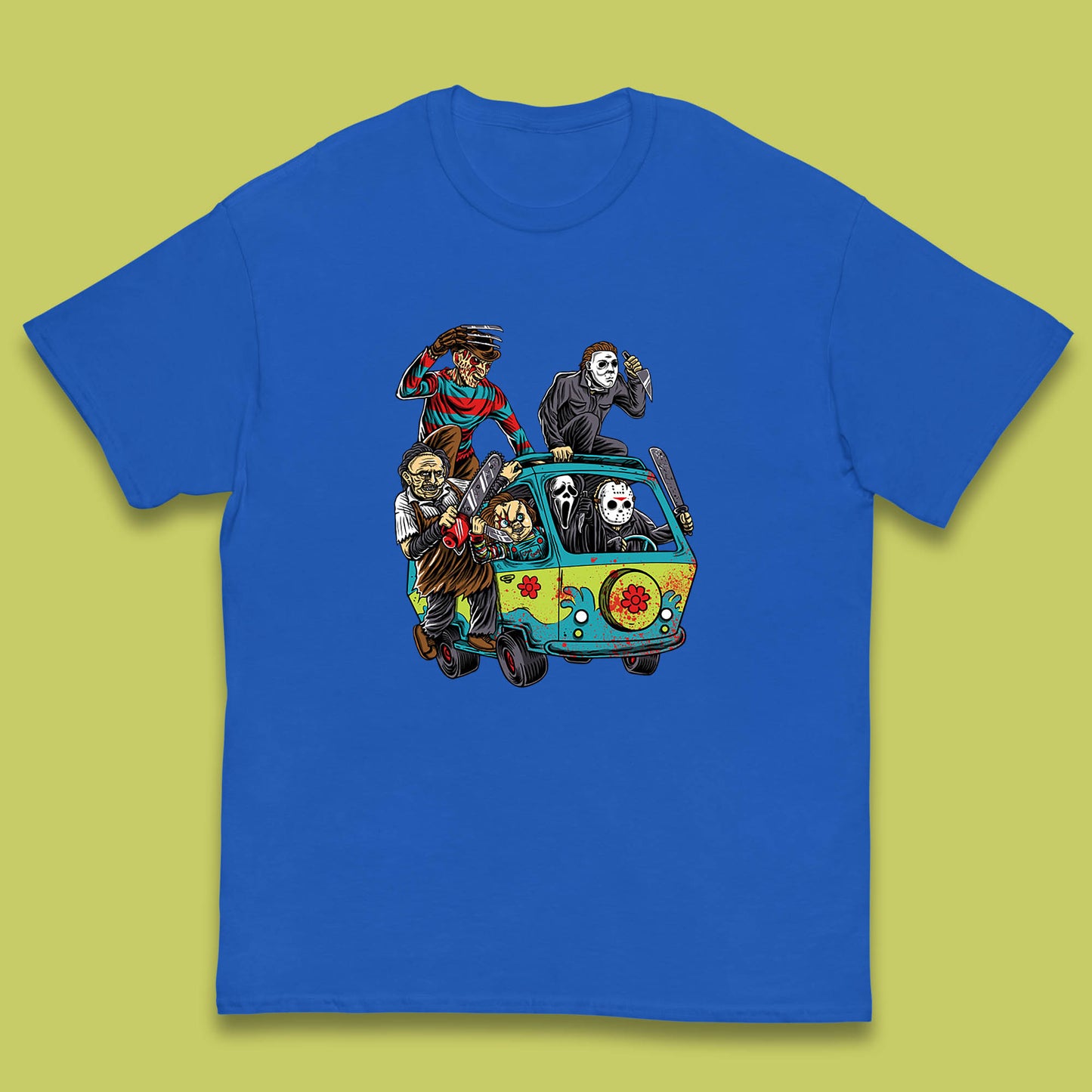 Halloween Scooby Doo Friends Van Horror Movie Villians Characters Mystery Machine Kids T Shirt