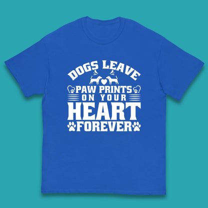 Dogs Leave Paw Print On Your Heart Forever Dog Paw Lovers Kids T Shirt