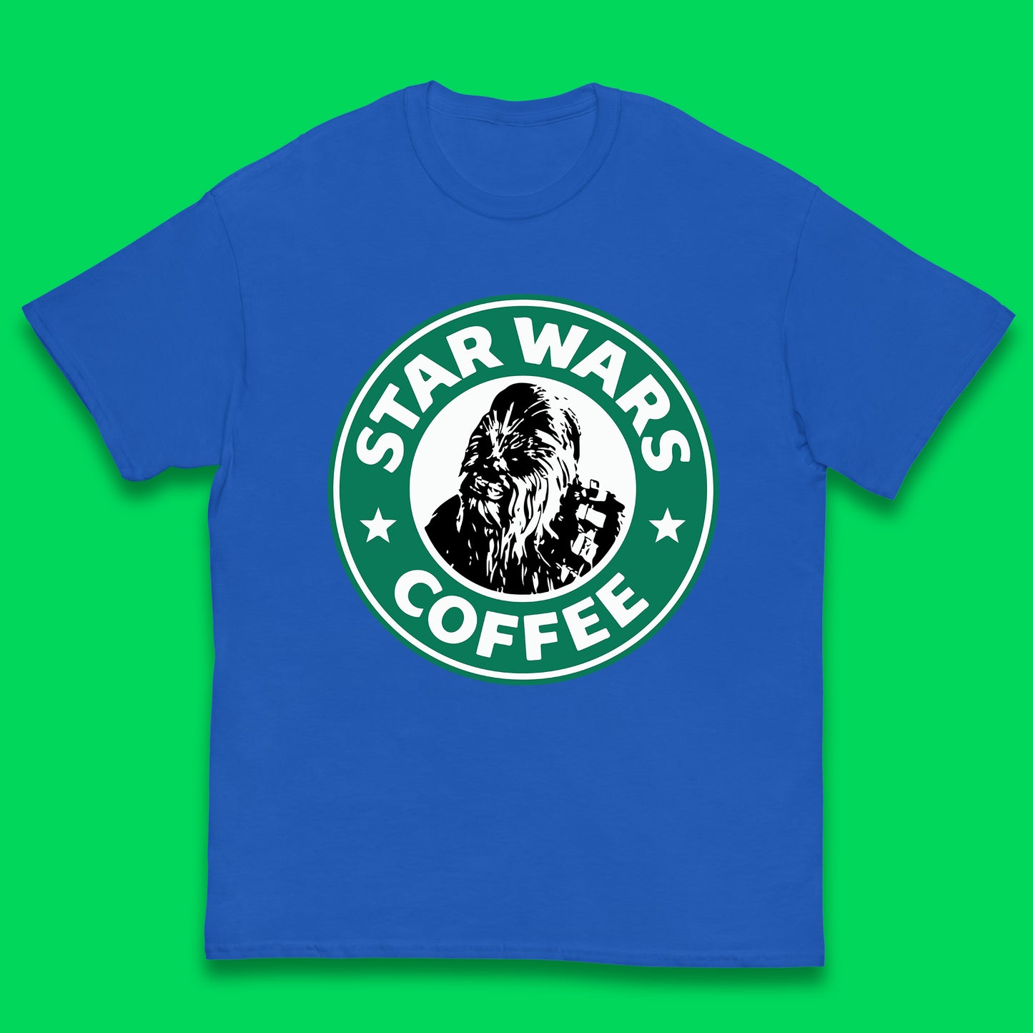 Chewbacca Star Wars Coffee Sci-fi Action Adventure Movie Character Starbucks Coffee Spoof 46th Anniversary Kids T Shirt