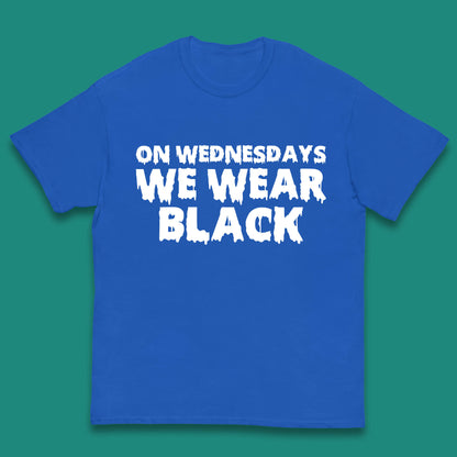 On Wednesday We Wear Black Halloween Wednesday Addams Horror Movie Trending Tv Series Kids T Shirt